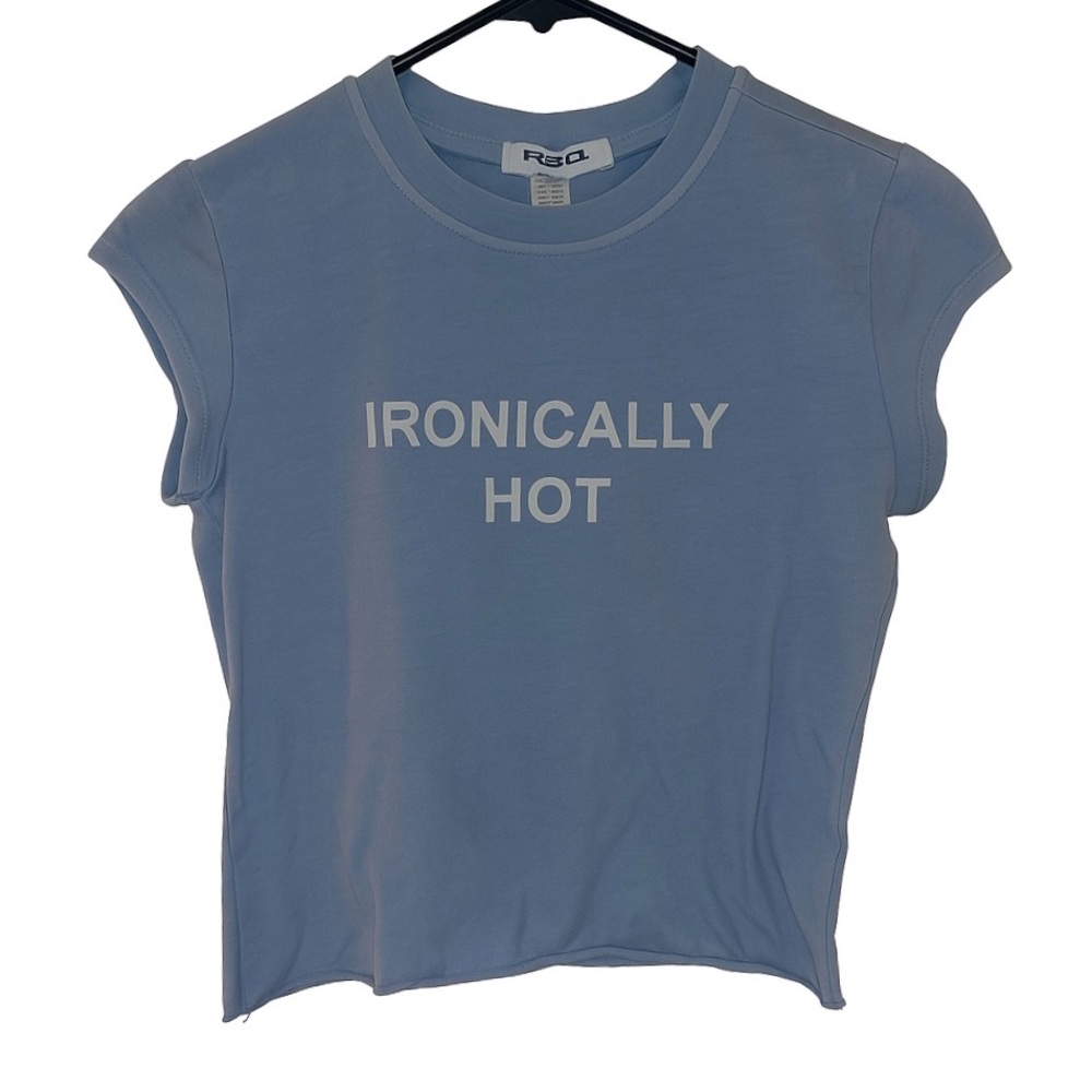 Blue Graphic Baby Tee- Ironically Hot NWOT